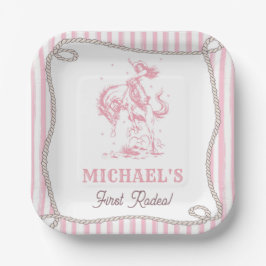 Plato De Papel Vintage Pink Cowgirl 1st Birthday Party