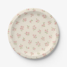 Vintage Pink Floral Paper Plates
