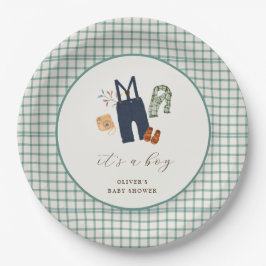 Plato De Papel Vintage Plaid Boy Clothes Baby Shower