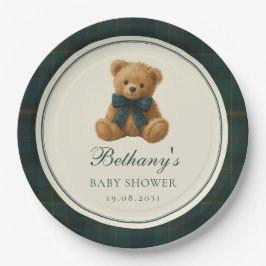 Plato De Papel Vintage Polo Teddy Bear Boy Baby Shower