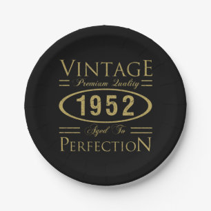 Plato De Papel Vintage Premium 1952 70º cumpleaños