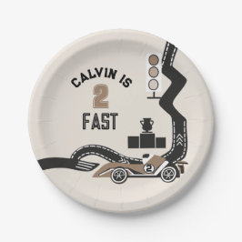 Plato De Papel Vintage Race Car Boys Dos Fiesta de Cumpleaños Ráp