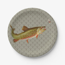 Plato De Papel Vintage Rainbow Trout Fly Fishing