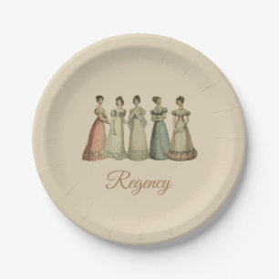 Plato De Papel Vintage Regency Ladies para los fans de Jane Auste