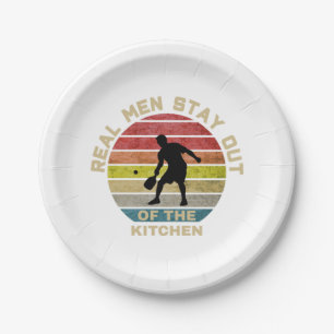 Plato De Papel Vintage Retro Pickleball Funny