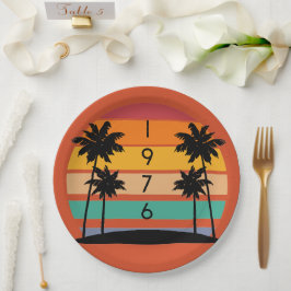 Plato De Papel Vintage retro Stripe Sunset de 1976
