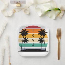 Plato De Papel Vintage retro Stripe Sunset de 1994