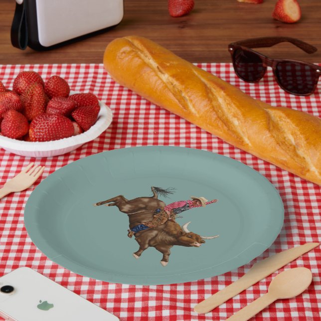Plato De Papel Vintage rodeo cowboy (Picnic)
