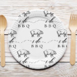 Plato De Papel Vintage Rustic Pig I Do BBQ Casual Boda<br><div class="desc">Vintage Rustic Pig I Do BBQ Casual Placas De Papel Boda</div>