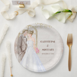 Plato De Papel Vintage Rustic Watercolor Romantic String Lights