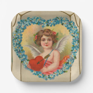Plato De Papel Vintage San Valentín, Stecher Litho Company, ca. 1