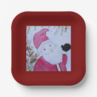 Plato De Papel Vintage Santa