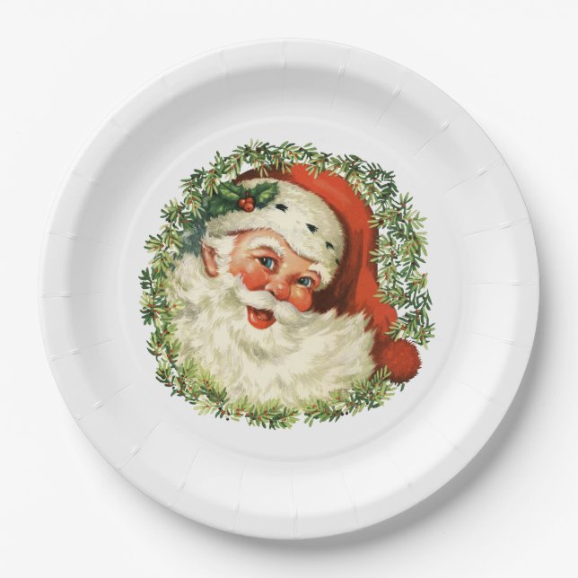 Plato De Papel Vintage Santa (Anverso)