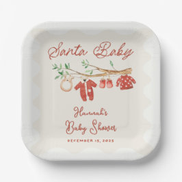 Plato De Papel Vintage Santa Baby Christmas Baby Shower