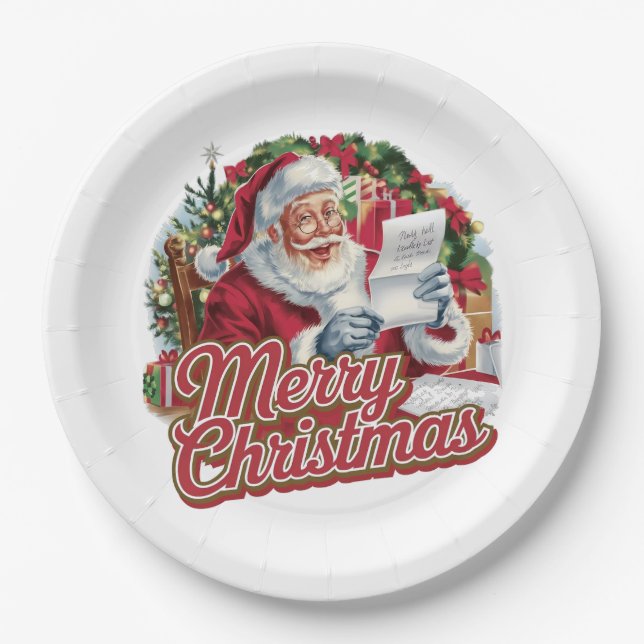 Plato De Papel Vintage Santa Claus (Anverso)