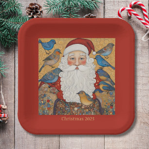 Plato De Papel Vintage Santa Navidades