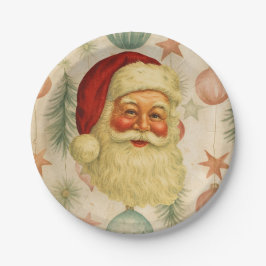 Plato De Papel Vintage Santa Paper Plates