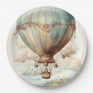Plato De Papel Vintage Steampunk Hot Air Balloon (2)