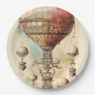 Plato De Papel Vintage Steampunk Hot Air Balloon (4)