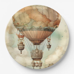 Plato De Papel Vintage Steampunk Hot Air Balloon (5)