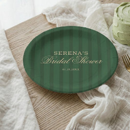 Plato De Papel Vintage Striped Classic Script Bridal Shower