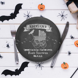Plato De Papel Vintage Stroller Halloween Baby Shower