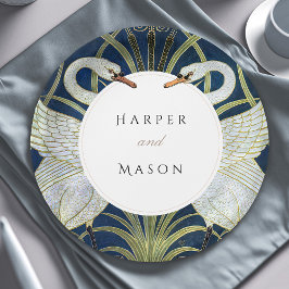 Plato De Papel Vintage Swan Love Boda