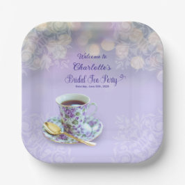 Plato De Papel Vintage Tea Fiesta Bridal Shower Lavender Square