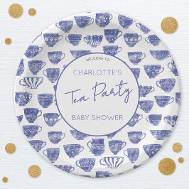 Plato De Papel Vintage Tea Party Baby Shower Teacup Watercolor