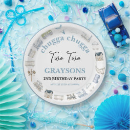 Plato De Papel Vintage Train 2nd Birthday – Choo Choo Party