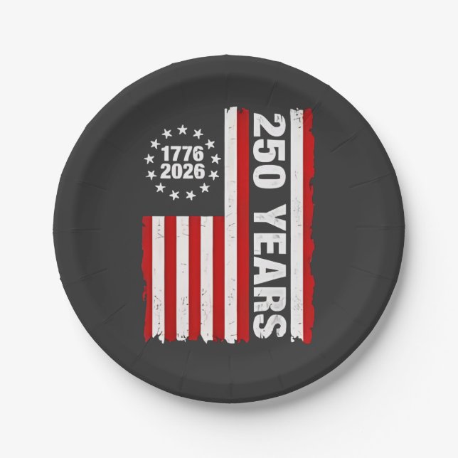 Plato De Papel Vintage USA Semiquincentenario 250 Aniversario (Anverso)