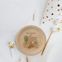 Vintage Western Desert Cowboy Placa de papel de cu