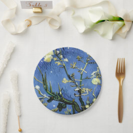 Plato De Papel Vintage White Roses Snowflakes Navidades van Gogh