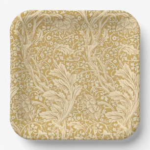 Plato De Papel Vintage William Morris Arcadia Oro Seamless