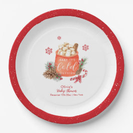 Plato De Papel Vintage Winter Snowflake Festive Smore Baby Shower