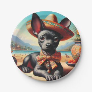 Plato De Papel Vintage Xoloitzcuintle