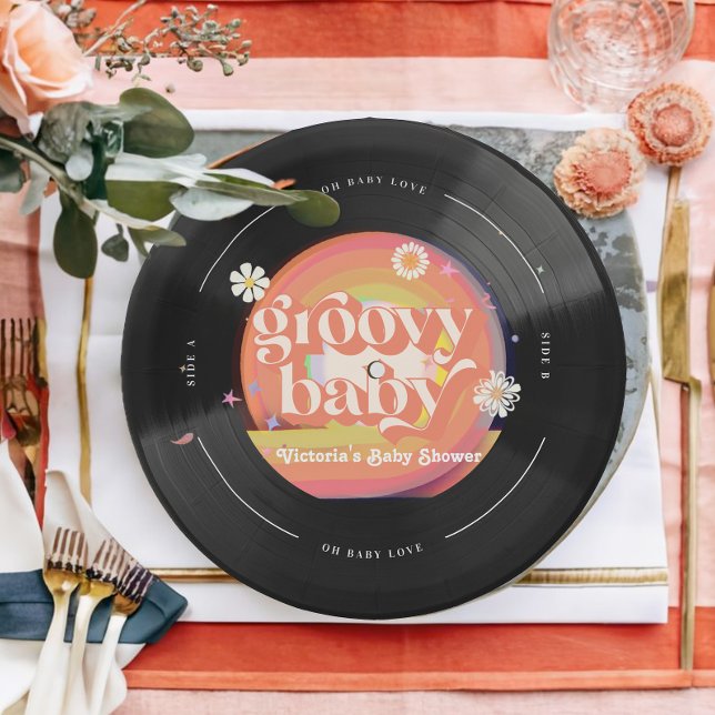 Plato De Papel Vinyl Record Baby Shower (Subido por el creador)
