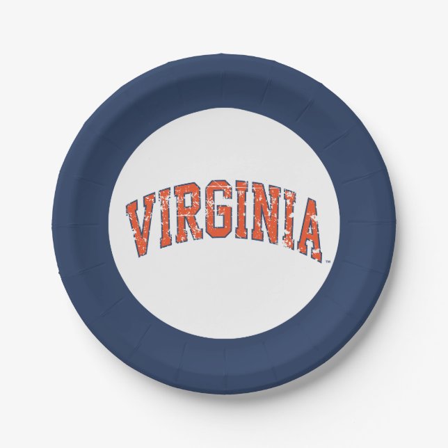 Plato De Papel Virginia Wordmark Distorsionado (Anverso)