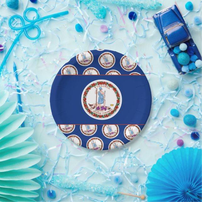Plato De Papel Virginian Flag, Flag of Virginia (Fiesta)