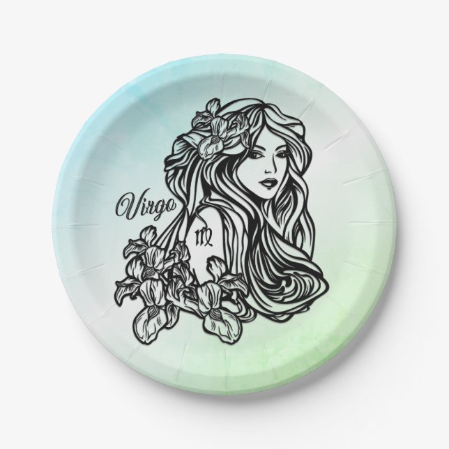 Plato De Papel Virgo El Verde Virgen Zodiaco (Anverso)