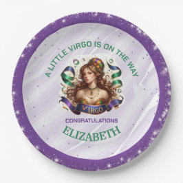 Plato De Papel Virgo Zodiac Baby Shower Lavender and Green