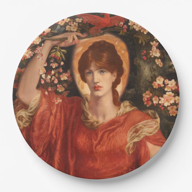 Plato De Papel Visión de Fiammetta (por Dante Gabriel Rossetti) (Anverso)