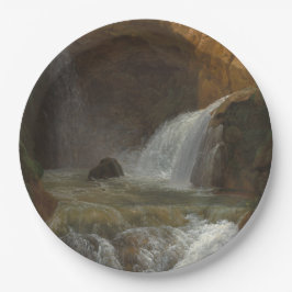 Plato De Papel Vista de las cascadas de Tivoli (por Bidauld)