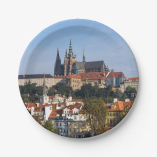 Plato De Papel Vista del casco antiguo y del castillo de Praga, R