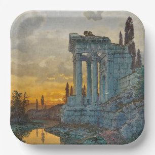 Plato De Papel Vista del sur de Italia con antiguas ruinas romana