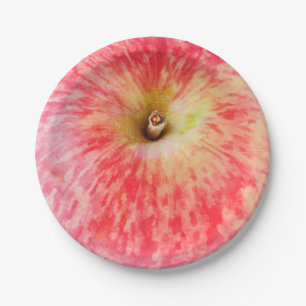 Plato De Papel Vista superior de manzana roja