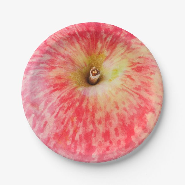 Plato De Papel Vista superior de manzana roja (Anverso)
