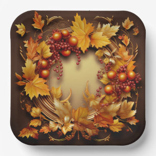 Plato De Papel Vistazo de otoño: cosecha de flores