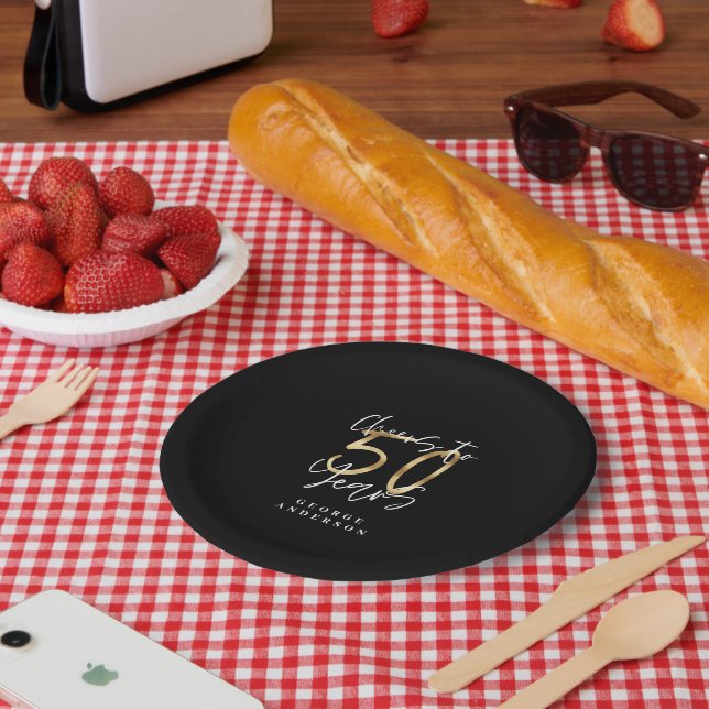 Plato De Papel vítores a 50 años de negro y oro moderno (Picnic)