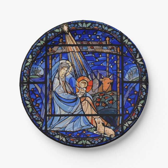Plato De Papel Vitral de la natividad (Anverso)